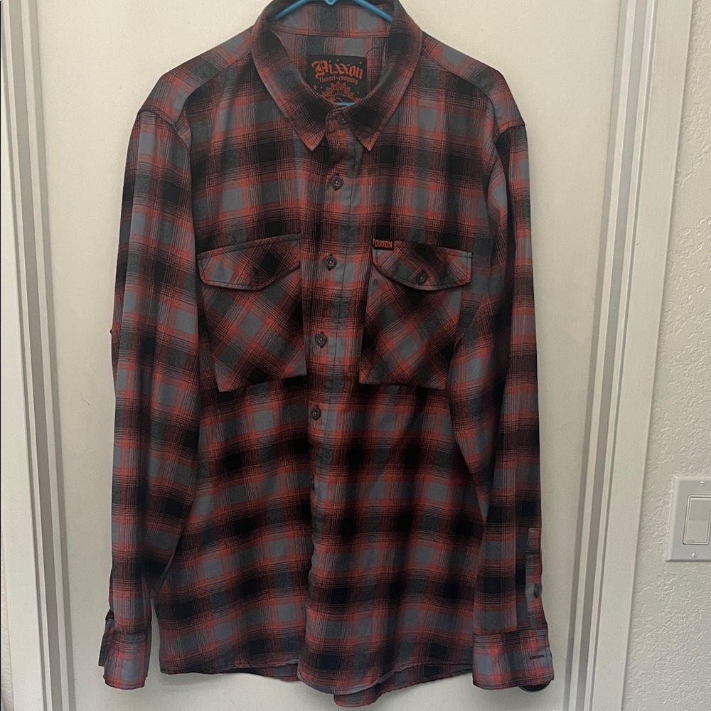 Dixxon Men's Red and Black Checkered Shirt